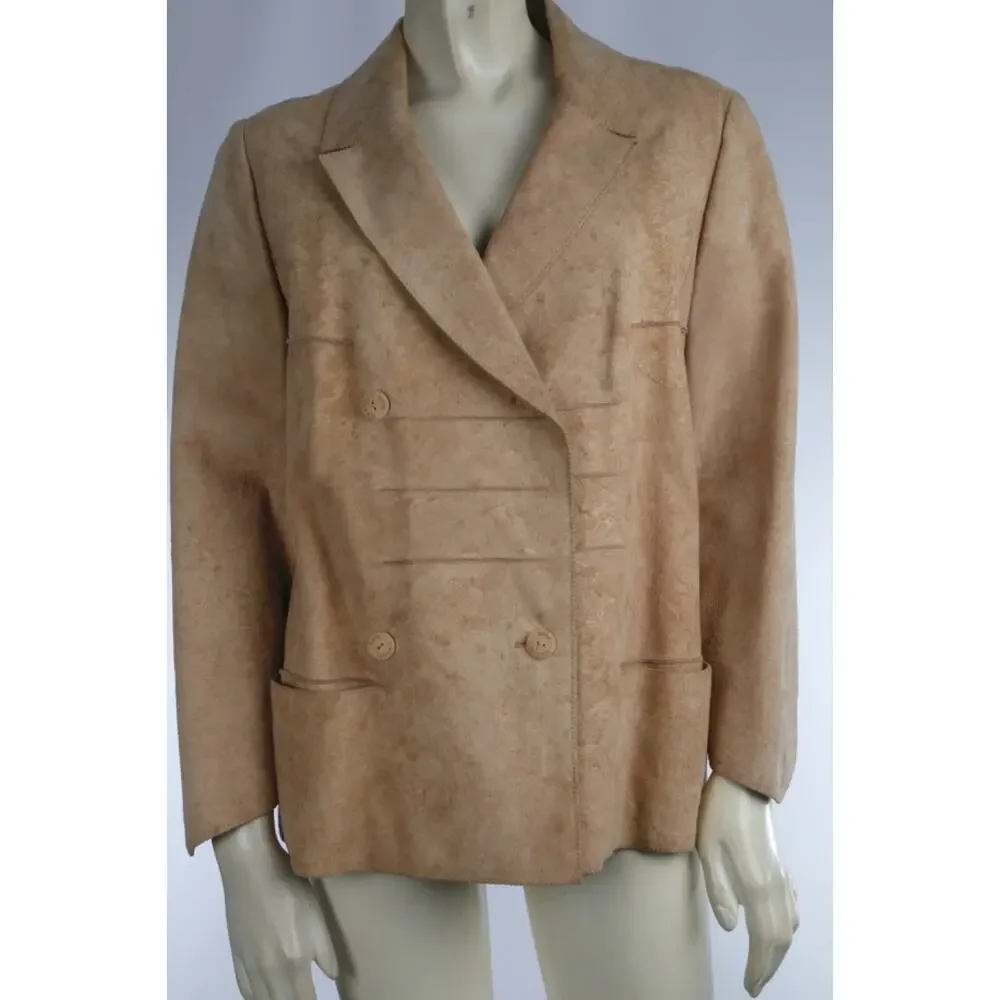 CHANEL Identification 00C Vintage Suede Leather Double Breasted Blazer Jacket 40